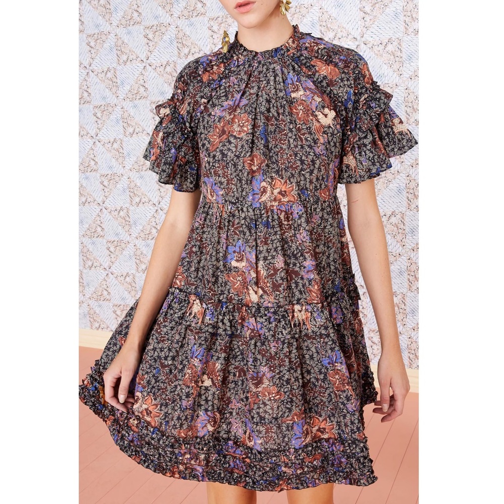 Ulla Johnson Midi Ruffle Floral Delia Dress